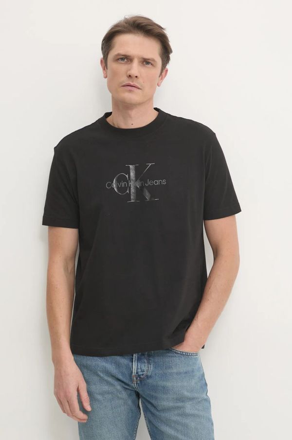 Calvin Klein Jeans Pamučna majica Calvin Klein Jeans za muškarce, boja: crna, s tiskom, J30J327109