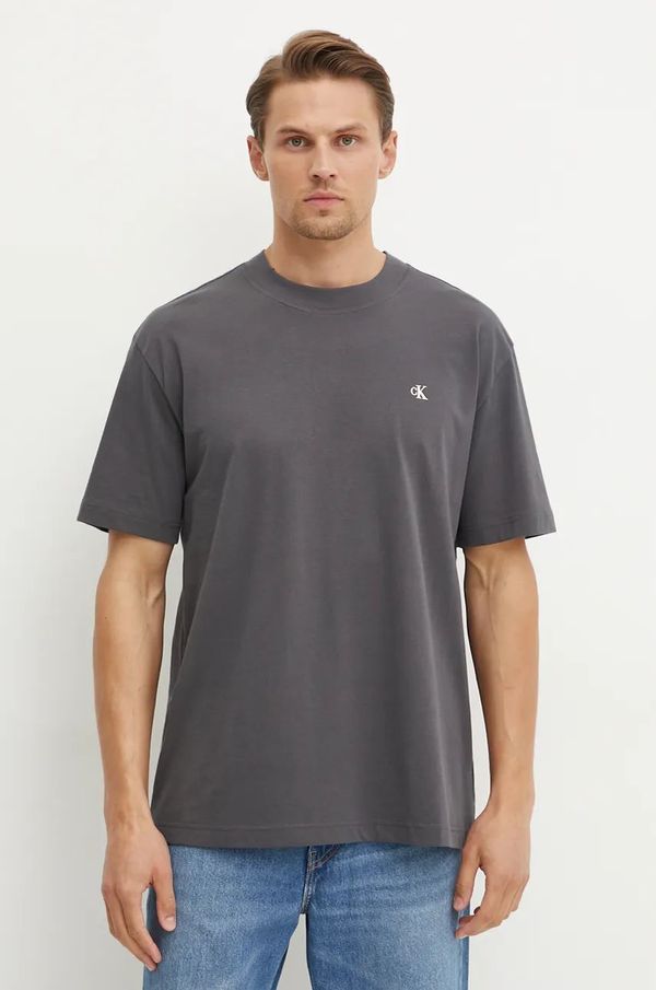 Calvin Klein Jeans Pamučna majica Calvin Klein Jeans za muškarce, boja: siva, s tiskom, J30J327316