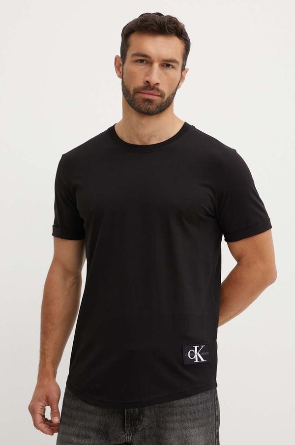 Calvin Klein Jeans Pamučna majica Calvin Klein Jeans za muškarce, boja: smeđa, s aplikacijom, J30J323482