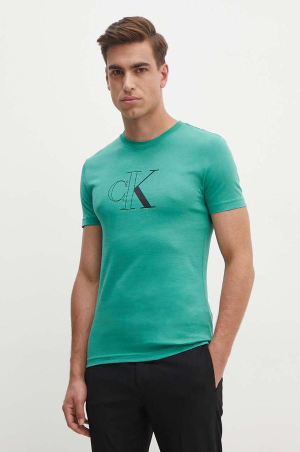 Calvin Klein Jeans Pamučna majica Calvin Klein Jeans za muškarce, boja: zelena, s tiskom, J30J325678