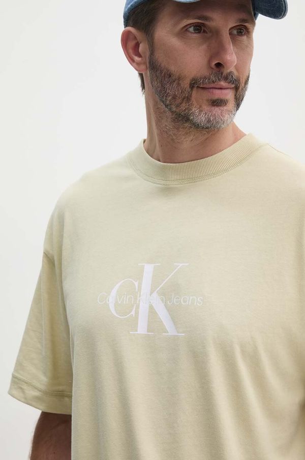 Calvin Klein Jeans Pamučna majica Calvin Klein Jeans za muškarce, boja: žuta, s tiskom