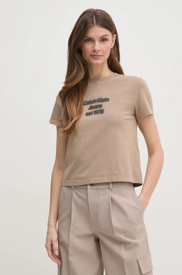 Calvin Klein Jeans Pamučna majica Calvin Klein Jeans za žene, boja: bež, J20J224988