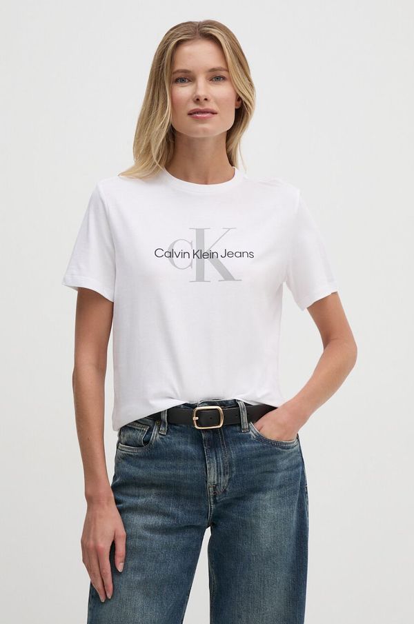 Calvin Klein Jeans Pamučna majica Calvin Klein Jeans za žene, boja: bijela, 00040WL260