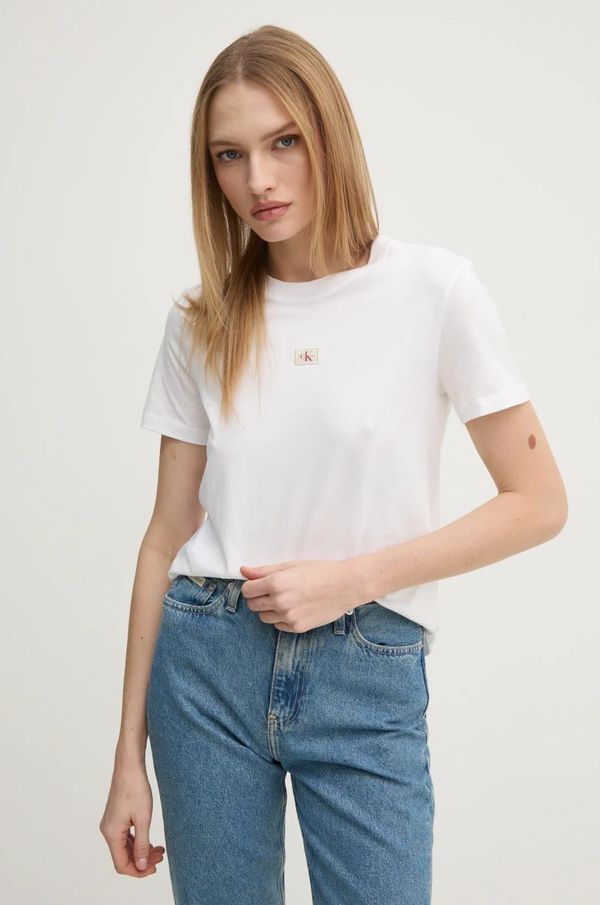 Calvin Klein Jeans Pamučna majica Calvin Klein Jeans za žene, boja: bijela, J20J225084