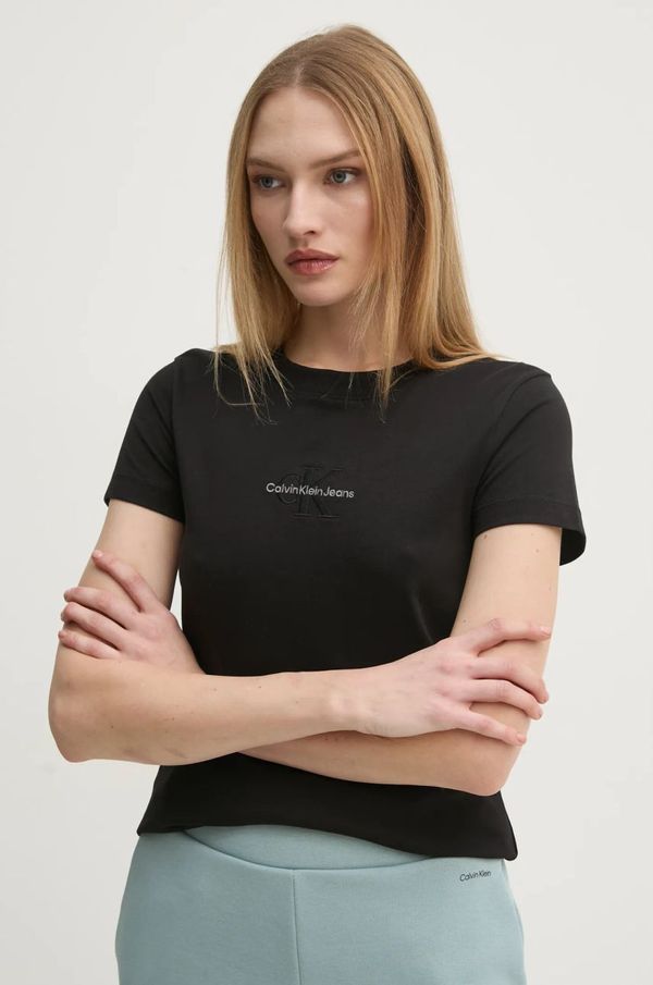 Calvin Klein Jeans Pamučna majica Calvin Klein Jeans za žene, boja: crna, J20J223563