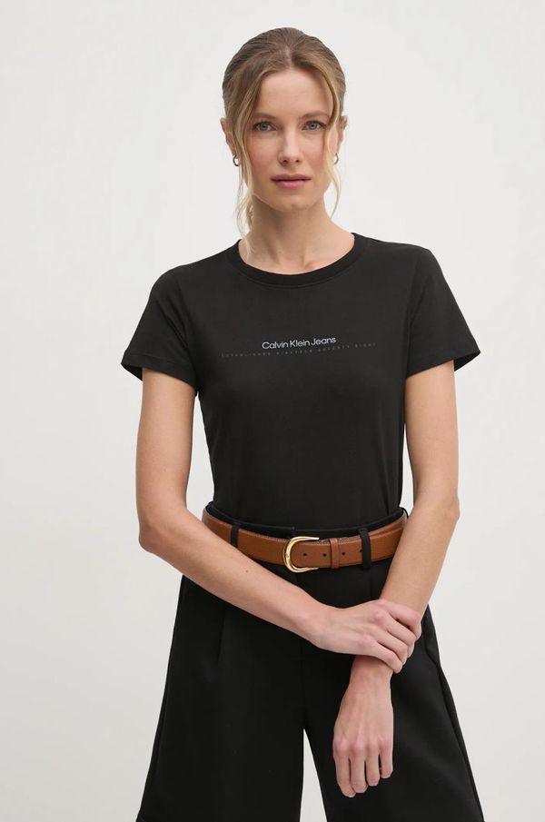 Calvin Klein Jeans Pamučna majica Calvin Klein Jeans za žene, boja: crna, J20J224990