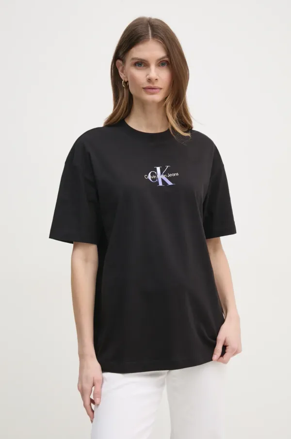 Calvin Klein Jeans Pamučna majica Calvin Klein Jeans za žene, boja: crna, J20J225521