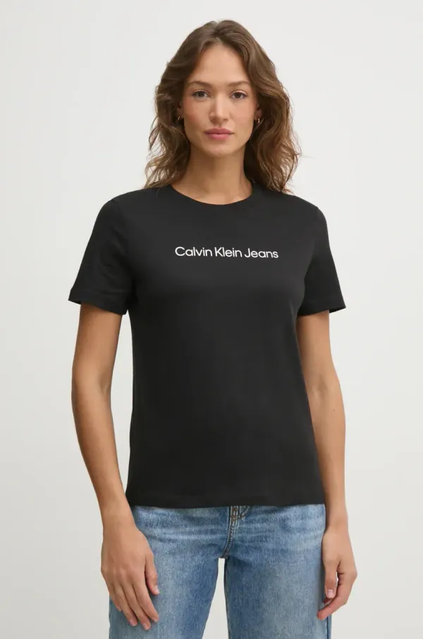 Calvin Klein Jeans Pamučna majica Calvin Klein Jeans za žene, boja: crna, LV047AB805
