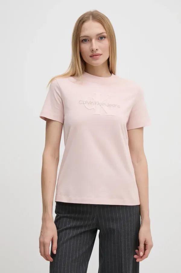 Calvin Klein Jeans Pamučna majica Calvin Klein Jeans za žene, boja: ružičasta, J20J224244