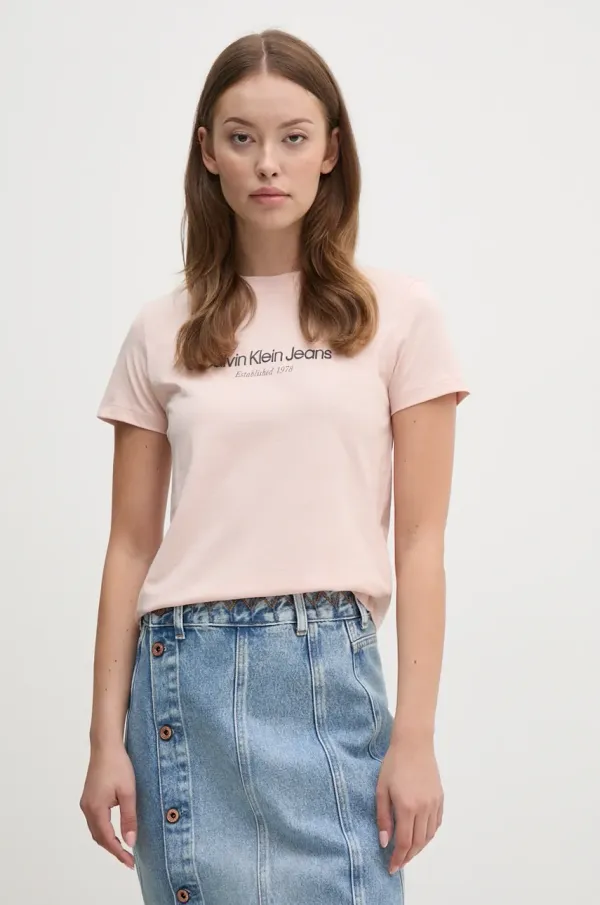 Calvin Klein Jeans Pamučna majica Calvin Klein Jeans za žene, boja: ružičasta, J20J224914