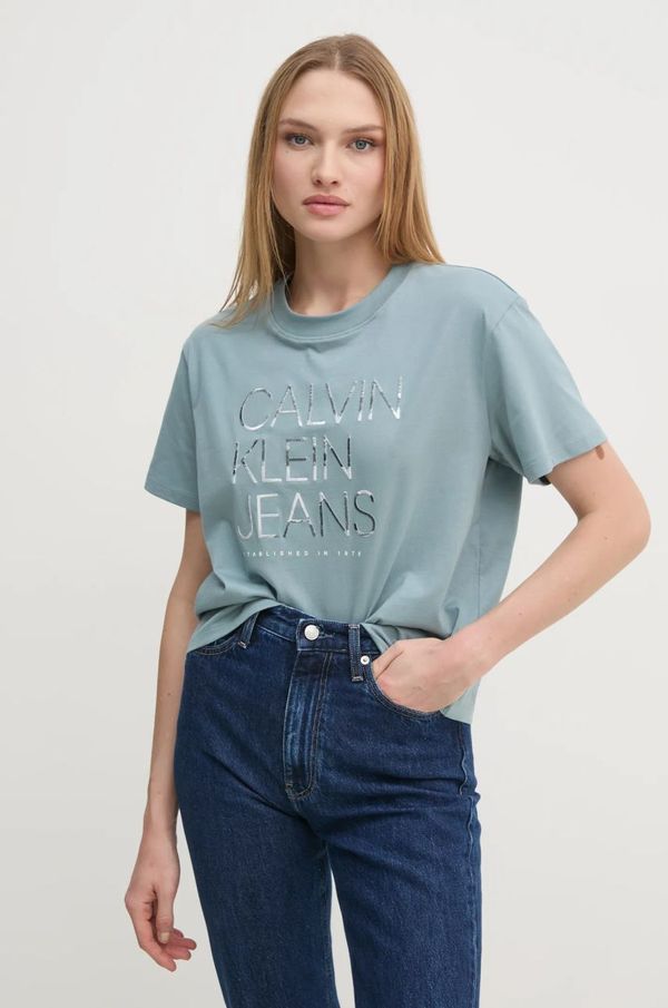 Calvin Klein Jeans Pamučna majica Calvin Klein Jeans za žene, boja: siva, J20J224987