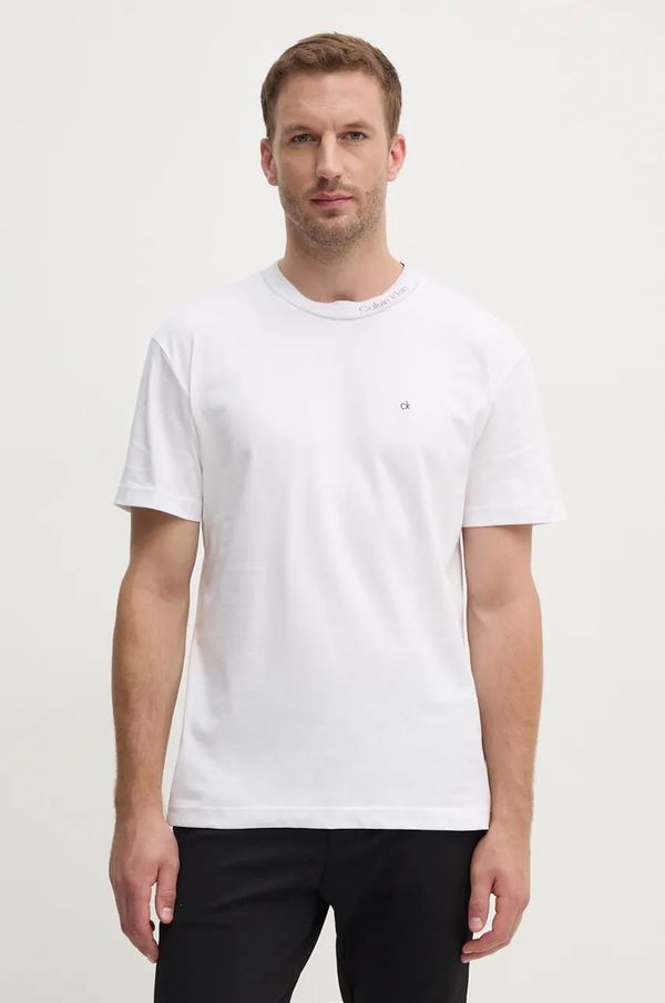 Calvin Klein Pamučna majica Calvin Klein za muškarce, boja: bijela, bez uzorka, K10K114091