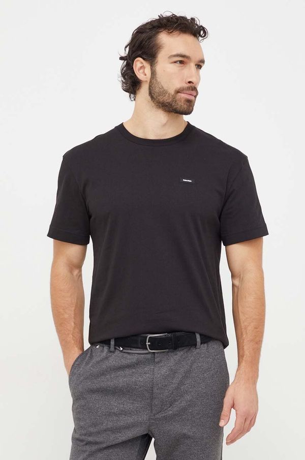 Calvin Klein Pamučna majica Calvin Klein za muškarce, boja: crna, bez uzorka