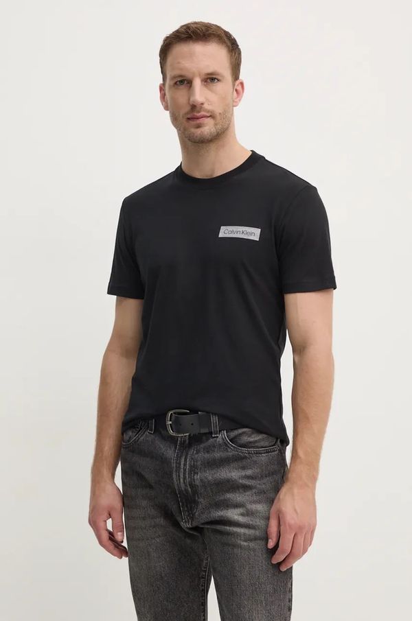 Calvin Klein Pamučna majica Calvin Klein za muškarce, boja: crna, s aplikacijom, K10K113594