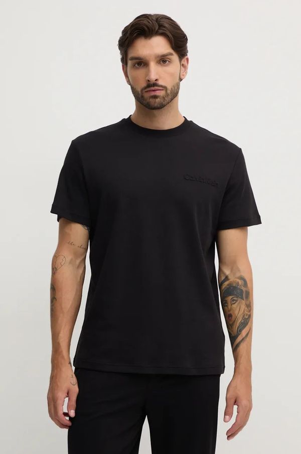 Calvin Klein Pamučna majica Calvin Klein za muškarce, boja: crna, s aplikacijom, K10K113737