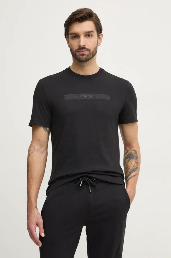 Calvin Klein Pamučna majica Calvin Klein za muškarce, boja: crna, s aplikacijom, K10K113791