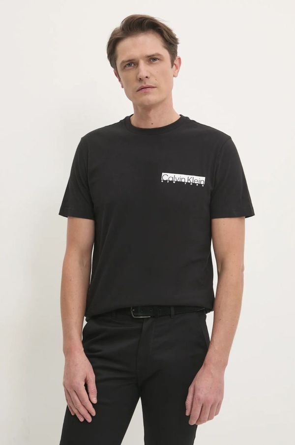 Calvin Klein Pamučna majica Calvin Klein za muškarce, boja: crna, s tiskom, K10K113800