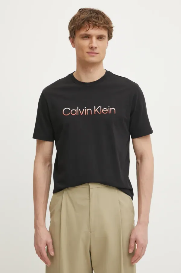 Calvin Klein Pamučna majica Calvin Klein za muškarce, boja: crna, s tiskom, K10K114155