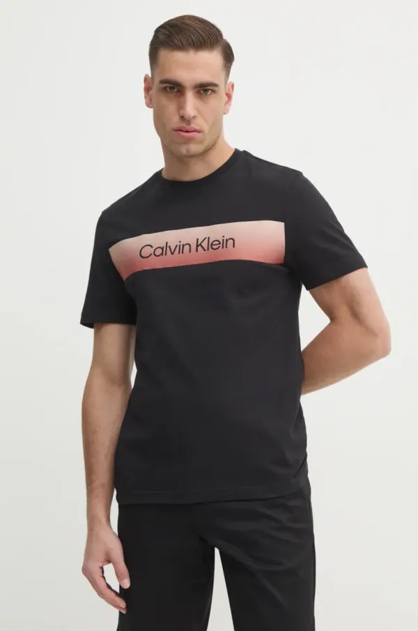 Calvin Klein Pamučna majica Calvin Klein za muškarce, boja: crna, s tiskom, K10K114163