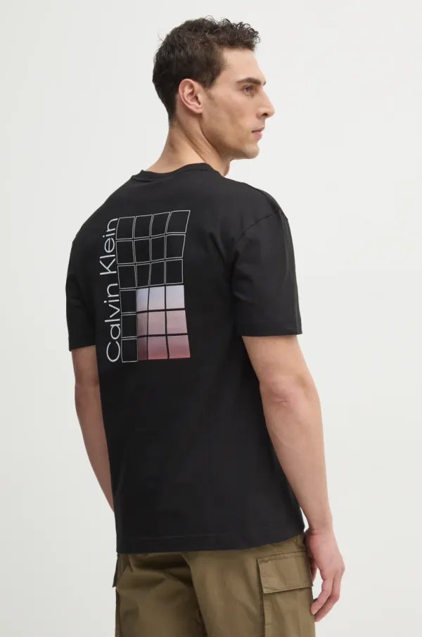 Calvin Klein Pamučna majica Calvin Klein za muškarce, boja: crna, s tiskom, K10K114164