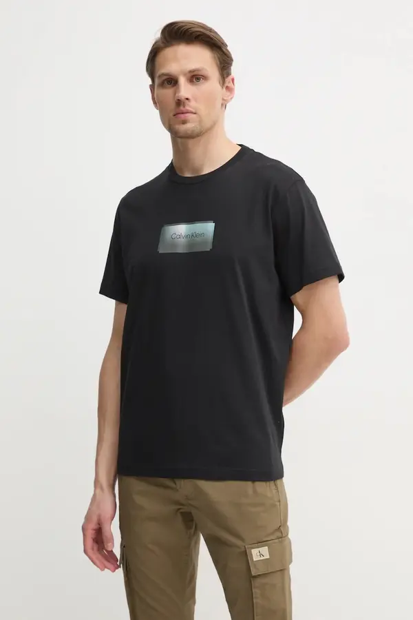 Calvin Klein Pamučna majica Calvin Klein za muškarce, boja: crna, s tiskom, K10K114174