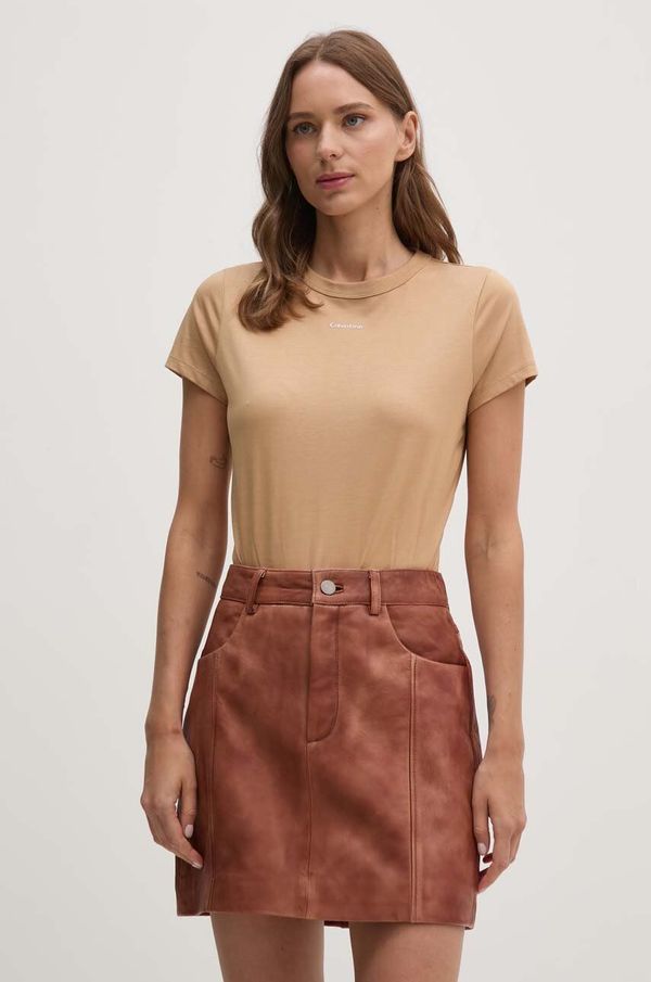 Calvin Klein Pamučna majica Calvin Klein za žene, boja: bež, K20K207212