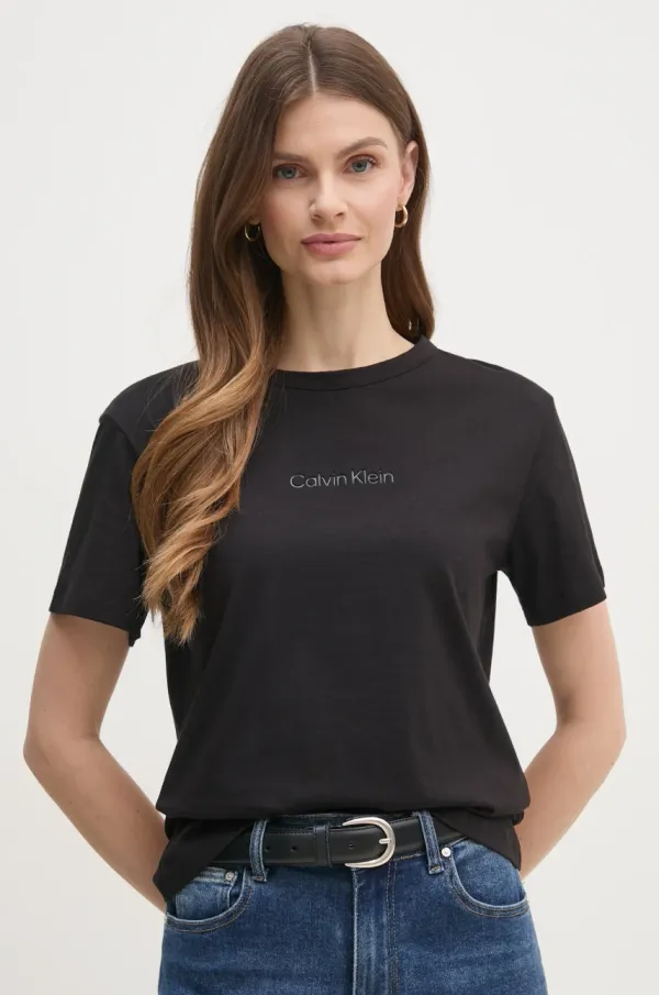 Calvin Klein Pamučna majica Calvin Klein za žene, boja: crna, K20K208294