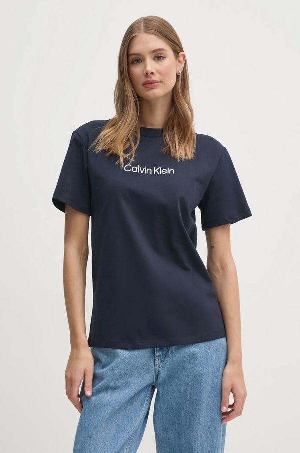 Calvin Klein Pamučna majica Calvin Klein za žene, boja: tamno plava, K20K205448