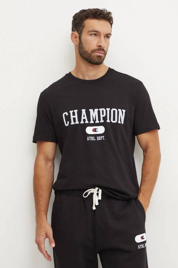 Champion Pamučna majica Champion za muškarce, boja: crna, s tiskom, 220432