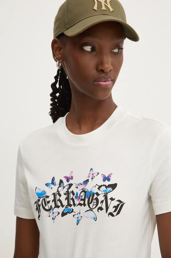 Chiara Ferragni Pamučna majica Chiara Ferragni za žene, boja: bež, 77CBHK02