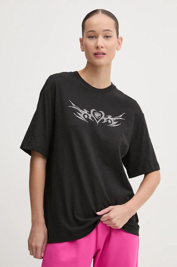 Chiara Ferragni Pamučna majica Chiara Ferragni za žene, boja: crna, 77CBHT03