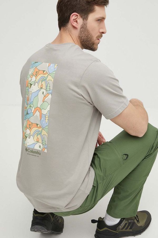 Columbia Pamučna majica Columbia Explorers Canyon boja: siva, s uzorkom