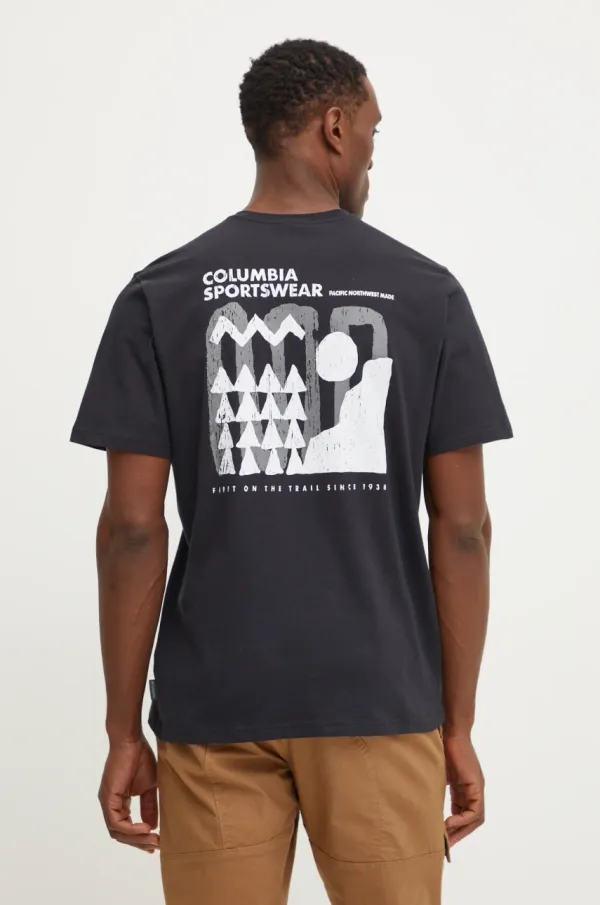 Columbia Pamučna majica Columbia Explorers Canyon za muškarce, boja: crna, s tiskom, 2036451.