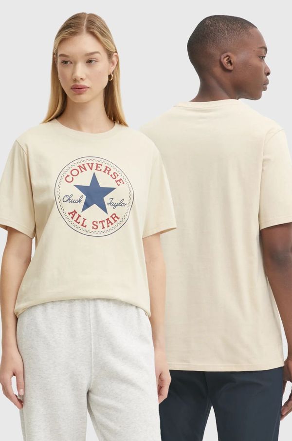 Converse Pamučna majica Converse boja: bež, s tiskom, 10025459-A28