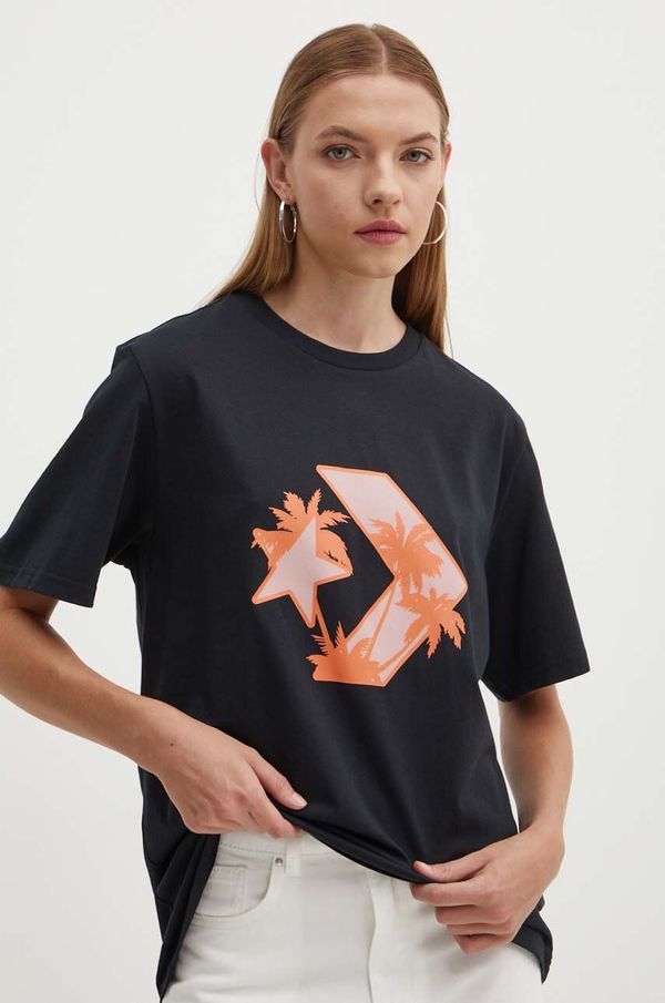 Converse Pamučna majica Converse boja: crna, s tiskom, 10026417-A01