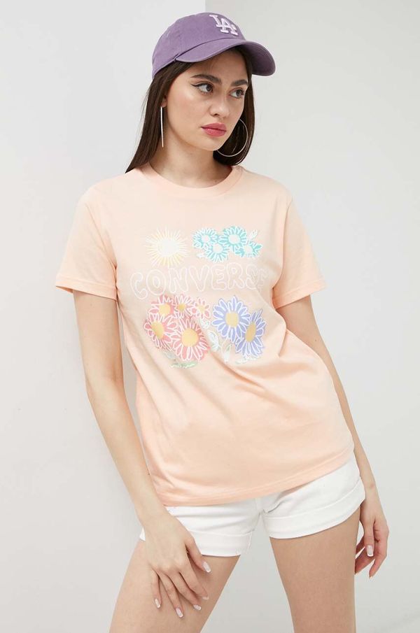 Converse Pamučna majica Converse boja: narančasta