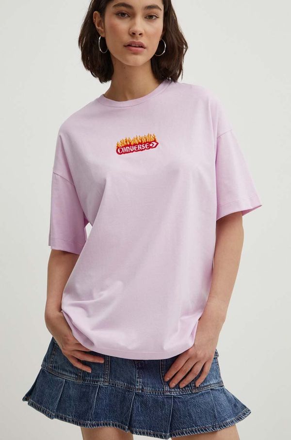 Converse Pamučna majica Converse boja: ružičasta, s aplikacijom, 10026466-A03