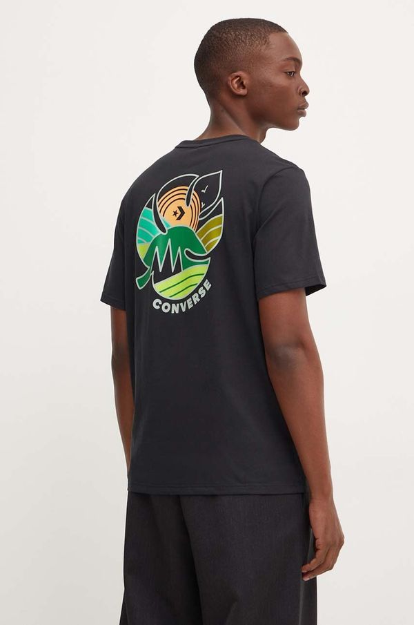 Converse Pamučna majica Converse za muškarce, boja: crna, s tiskom, 10026672-A02