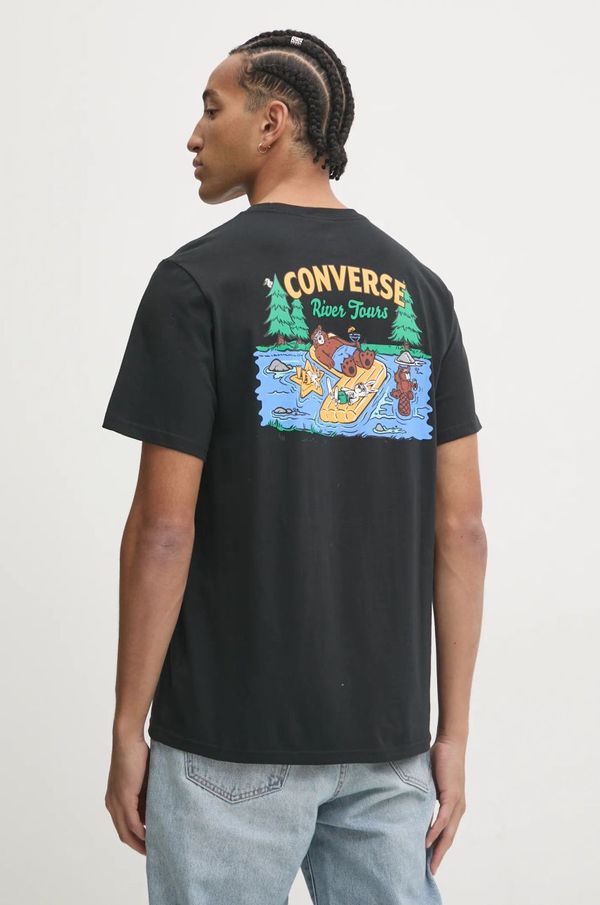 Converse Pamučna majica Converse za muškarce, boja: crna, s tiskom, 10026675-A01