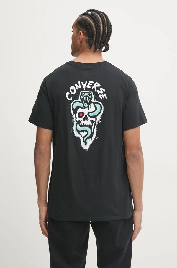 Converse Pamučna majica Converse za muškarce, boja: crna, s tiskom, 10026692-A02
