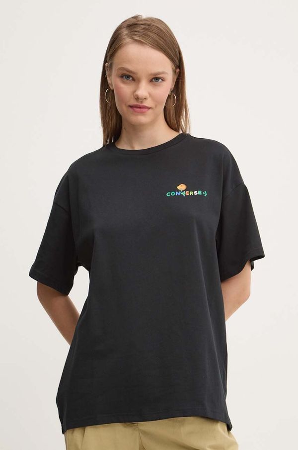 Converse Pamučna majica Converse za žene, boja: crna, 10026678-A01
