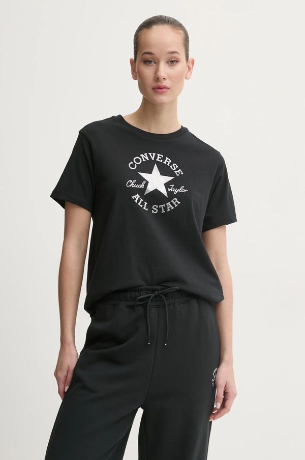 Converse Pamučna majica Converse za žene, boja: crna, 10027077-A02