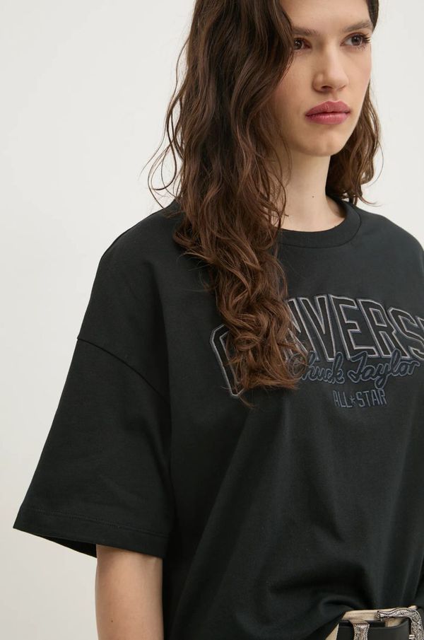 Converse Pamučna majica Converse za žene, boja: crna, 10027079-A02