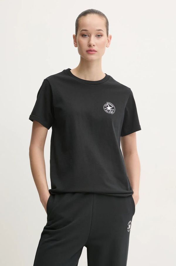 Converse Pamučna majica Converse za žene, boja: crna, 10027570-A02