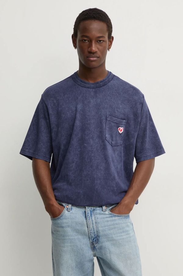 Desigual Pamučna majica Desigual ARIZONA za muškarce, boja: tamno plava, bez uzorka, 24WMTK39