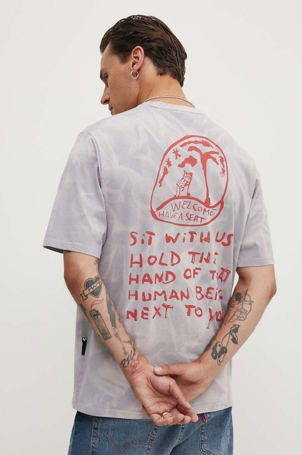 Desigual Pamučna majica Desigual ARMIN za muškarce, boja: ljubičasta, s uzorkom, 24WMTK09