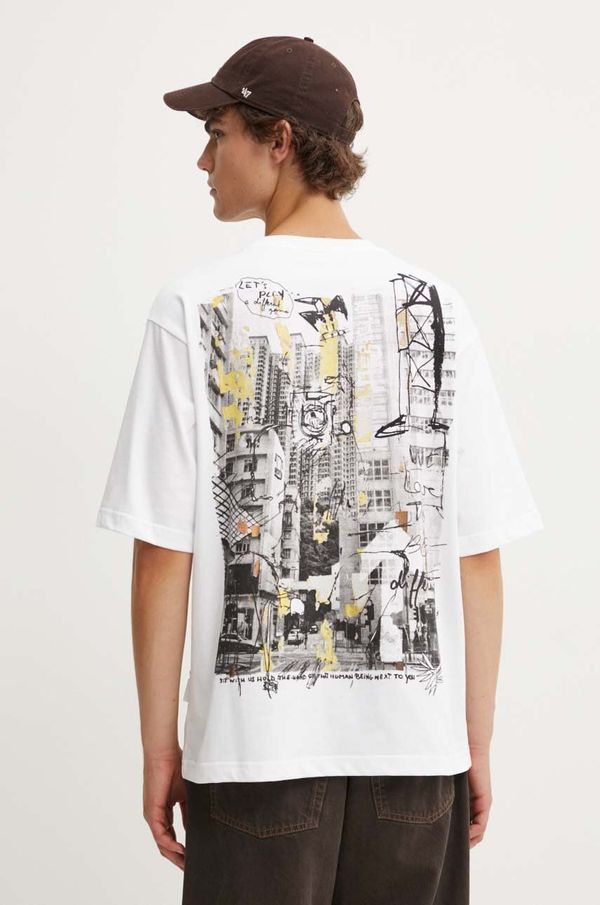 Desigual Pamučna majica Desigual KAI za muškarce, boja: bijela, s tiskom, 24WMTK28