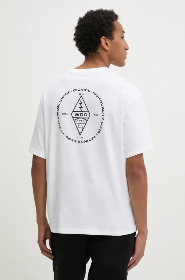 Dickies Pamučna majica Dickies INDUSTRIAL za muškarce, boja: bijela, s tiskom, DK0A863B