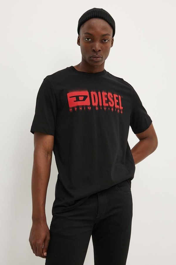 Diesel Pamučna majica Diesel T-ADJUST-Q7 za muškarce, boja: crna, s tiskom, A15398.0GRAI