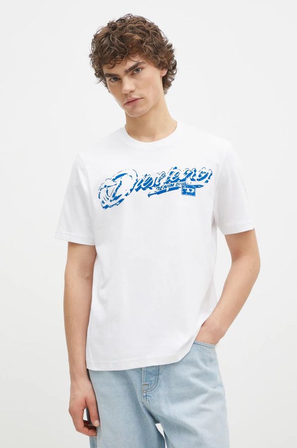 Diesel Pamučna majica Diesel T-ADJUST-R7 T-SHIRT za muškarce, boja: bijela, s tiskom, A16406.0QIAM